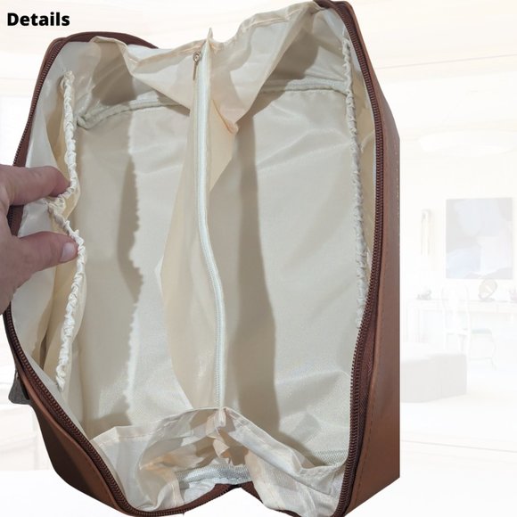 Large Capacity Toiletry & Makeup Bag - Waterproof PU Leather - Brown - Picture 7 of 7